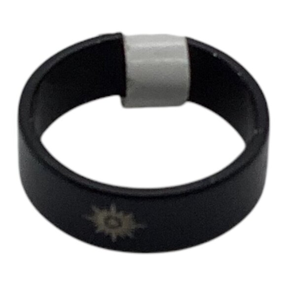 Black Stainless Steel Ring Silver Sunburst Design Unisex Size 10 Band - Picture 9 of 9